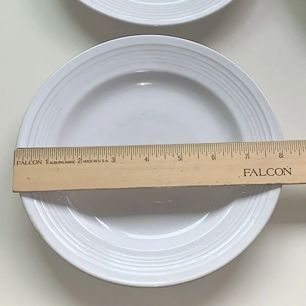 Sakura Bread/Appetizer Plates Set of 4 8” Bone China White Embossed Swirl Rim